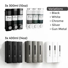 uMadeUs 3 Chamber Shower Dispenser - No Drill - Wall Mount - Easy Installation