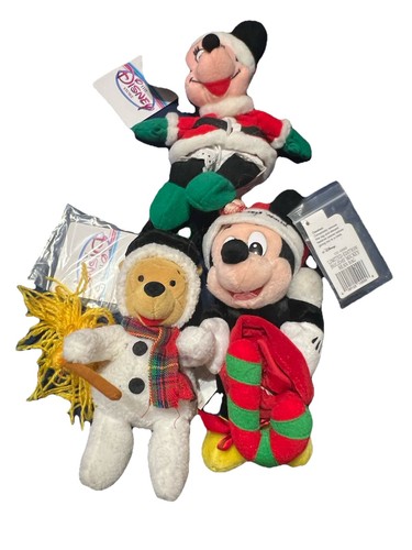 Vintage Disney Mickey Weihnachten Plüsch 3 Stück