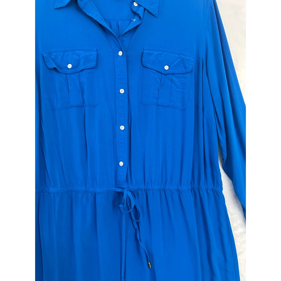 LRL Ralph Lauren Blue Shirt Dress 18W Office Mature Coastal - Image 2 of 4