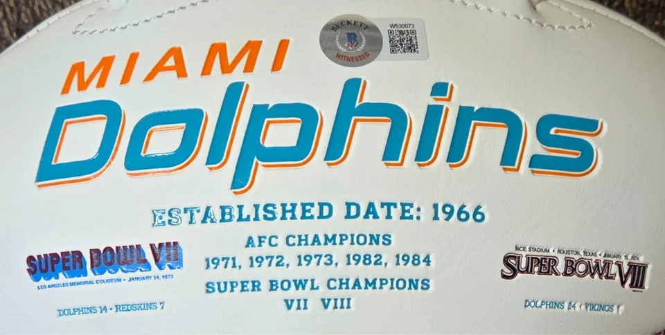 Dolphins - Bob Griese - Fútbol firmado - Certificado Beckett Foto 3 de 4