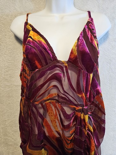 Pretty Little Thing Maxi Dress Size 12 Multi Abstract Velvet Burnout Festival - Picture 3 of 19