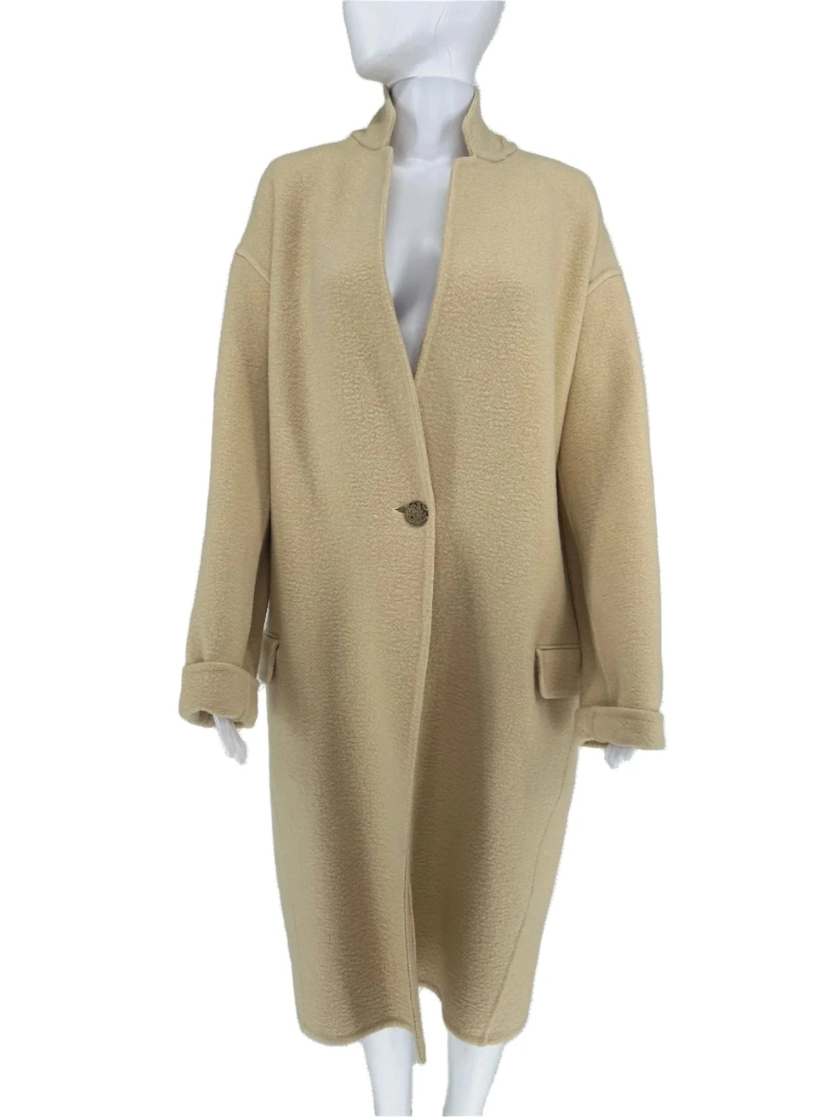 Cappotto Boucle Celine beige abbronzatura sabbia double face cashmere oversize Taglia 8