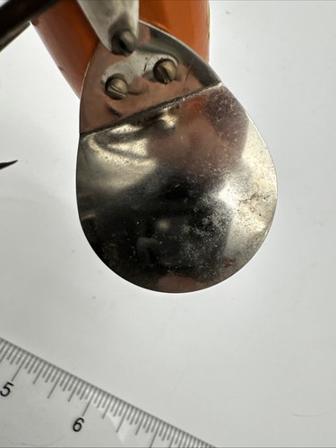 Original 6 1/4" Mouldy Hawg Wobbler Orange And Black Dots - Picture 5 of 5