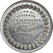 Political Medal MF 1856-3 Nice UNC - Millard Fillmore - Be Vigilant and Watchful