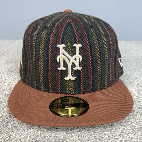 New York Mets New Era eng anliegende Mütze Gr. 7 1/2 Fischgrätmuster 2-farbig 59Fifty Wolle 1986 - Bild 3 von 8