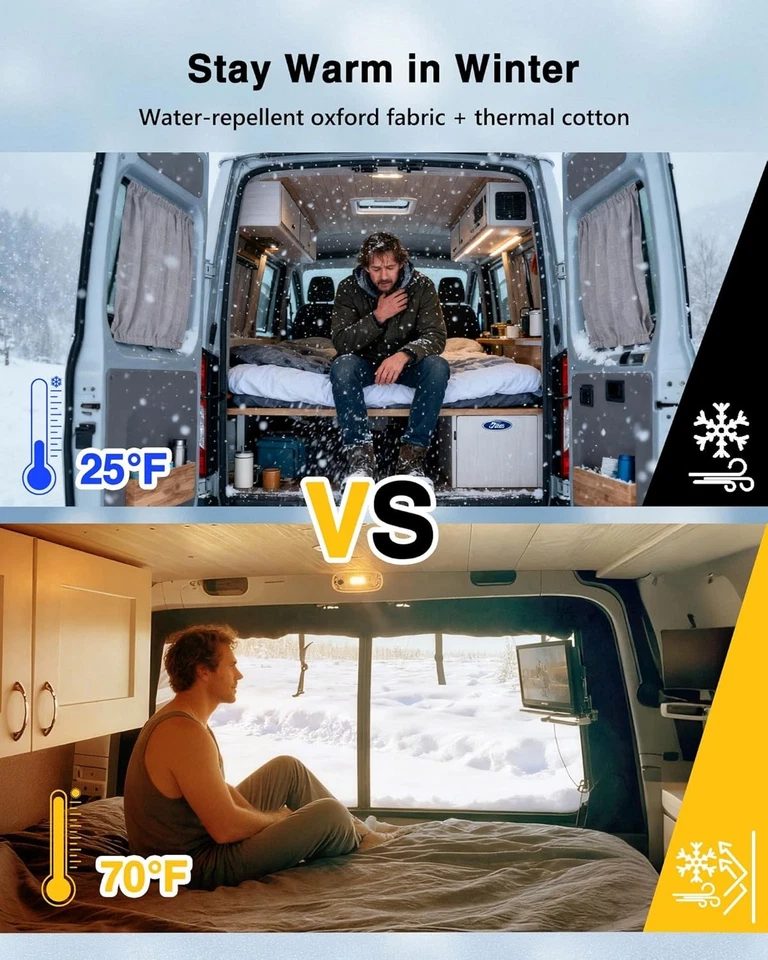 Insulated Rear Door Van Chill Curtain Fit for Ford Transit 2015-2025 Medium Roof - Image 2 of 4