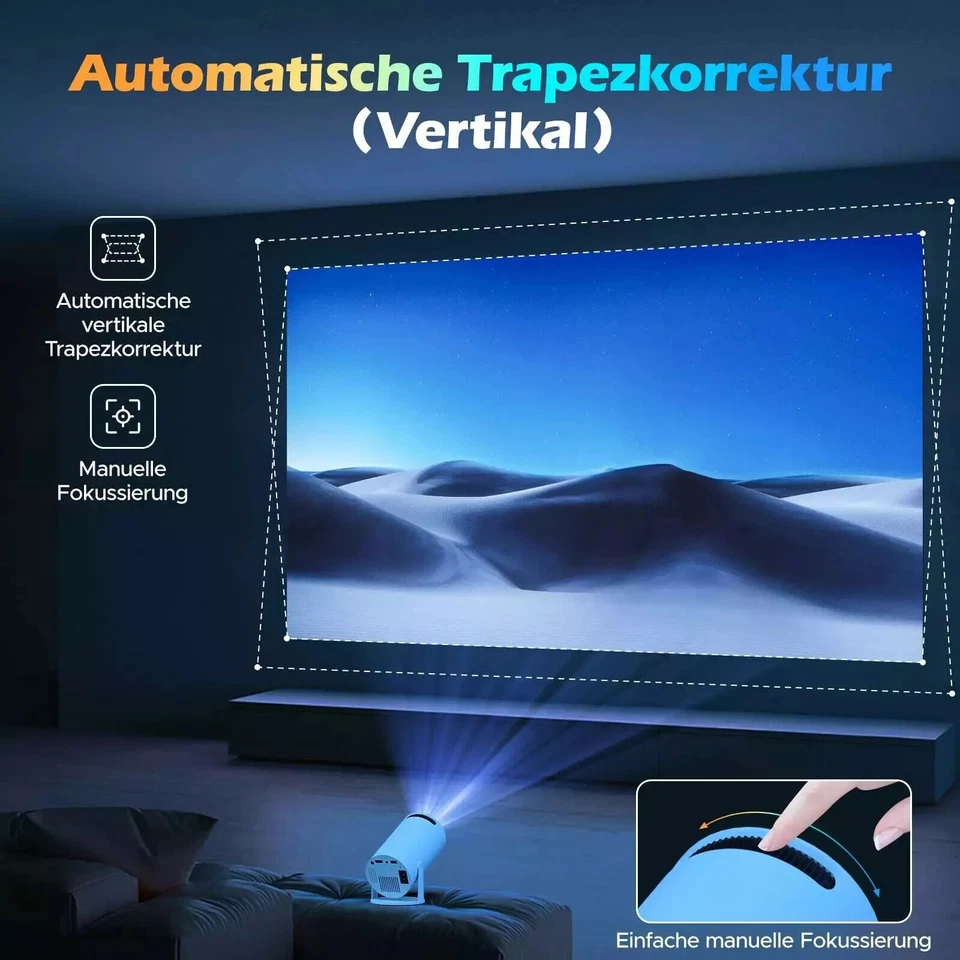 2025 NEU Beamer Projektor 4K UHD WiFi Bluetooth Android TV Heimkino Mini Tragbar - Bild 4 von 4