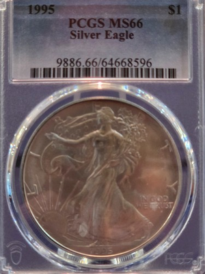 #ad 1995 American Silver Eagle MS66 PCGS Blue Label Graded on 03 2026 $112.36