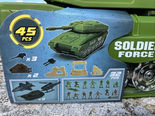 Soldier Force Green Army Tank D-08 Carry Case 45 Pieces Gray Green Soldiers - Picture 5 of 15