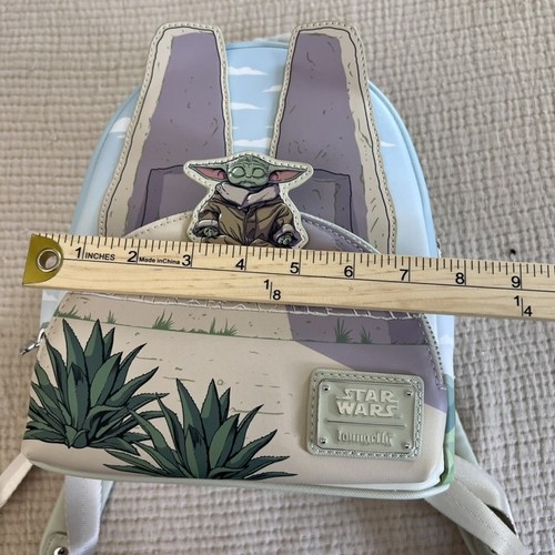 Star Wars Loungefly Mini Backpack Mandalorian Grogu Glow in the Dark Travel NEW - Picture 14 of 18