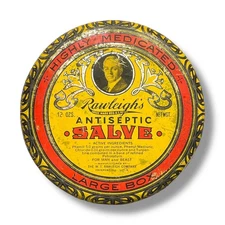 Rawleigh's Antiseptic Salve Empty Tin Pharmacy Memorabilia Advertising Ephemera