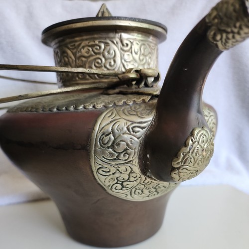 Antique Tibetan Brass Copper Butter Tea Pot Kettang with Patina Home Decor - Picture 9 of 19