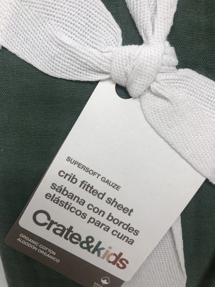 Sábana Ajustable Cuna Bebé Gasa Algodón Orgánico Verde Pino Supersuave Crate&Kids Foto 2 de 4