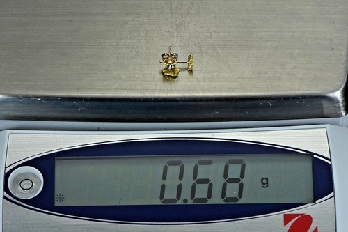 Orecchini a perno pepita in oro naturale Alaskan-Yukon BC da 0,60 a 0,70 grammi - Foto 6 di 7