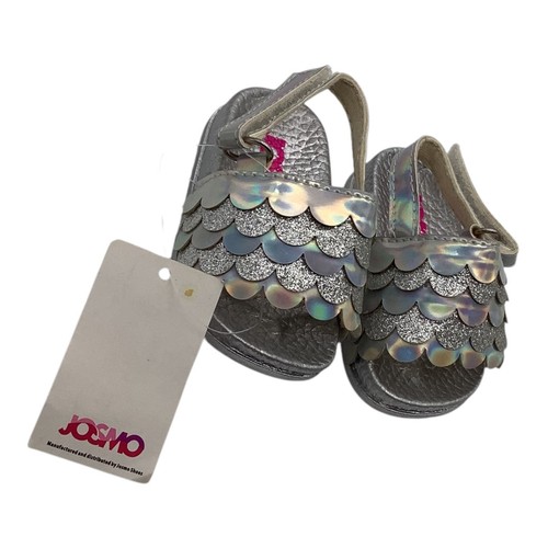 Josmo Baby Girls Silver Glitter Fish Scales Sandals Size 1 Adjustable Strap - Picture 7 of 8