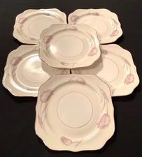VTG HOMER LAUGHLIN 'TULIP' 6~8" SQ. SALAD PLATES EGGSHELL NAUTILUS EXC NEAR MINT