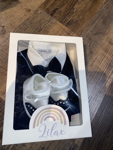 NWT Baby Boy Lilax Pugibaby 3pc Tuxedo With Shoes Mos - Imagen 4 de 4