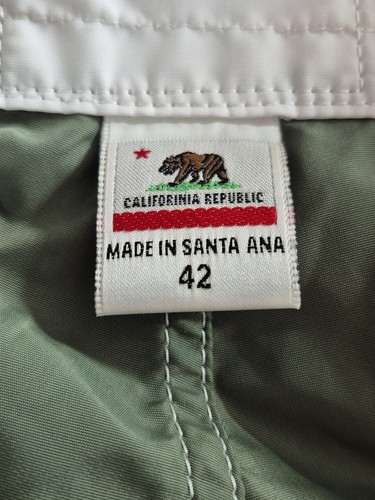 Birdwell Beach Britches Green Canvas Board Shorts Size 42 USA Made Santa Ana - Picture 9 of 12