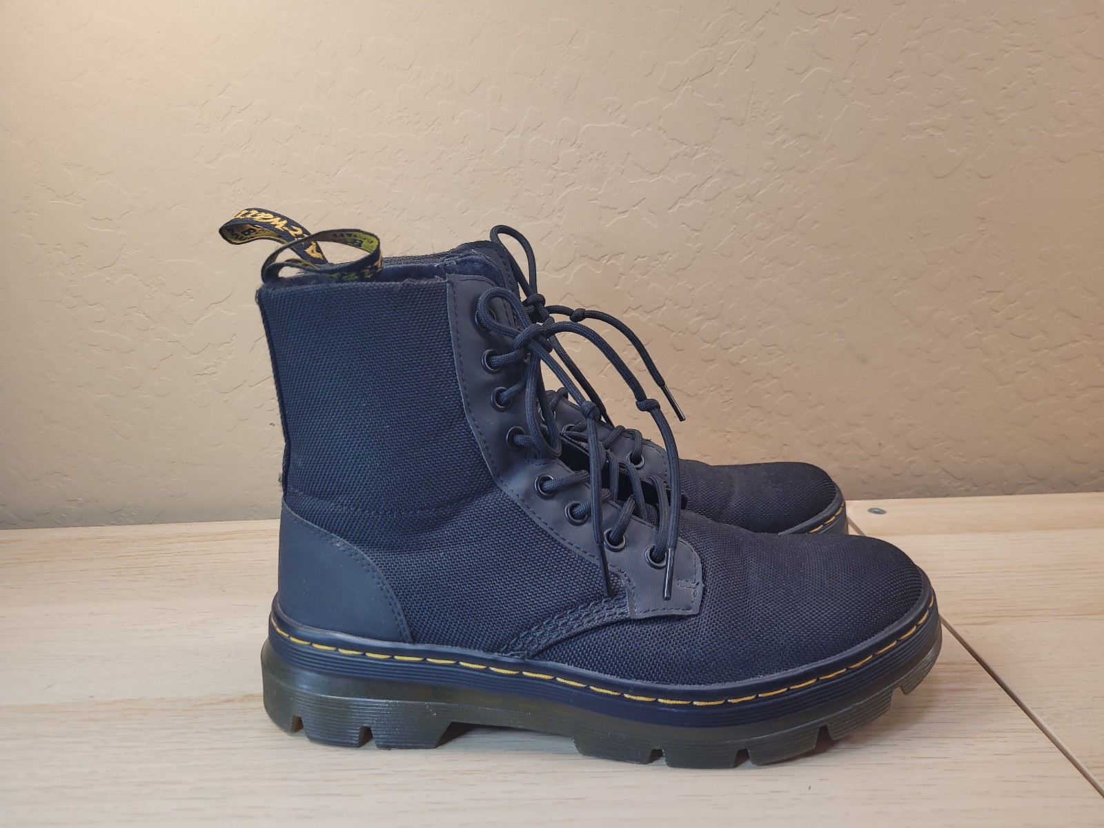 Doc Martens Combs Combat Boots Mens Sz 7 Black Poly Casual Womens Sz 9