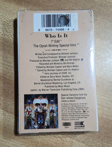 SEALED, Michael Jackson – Who Is It Audio Cassette Single 1993 - Picture 2 of 2