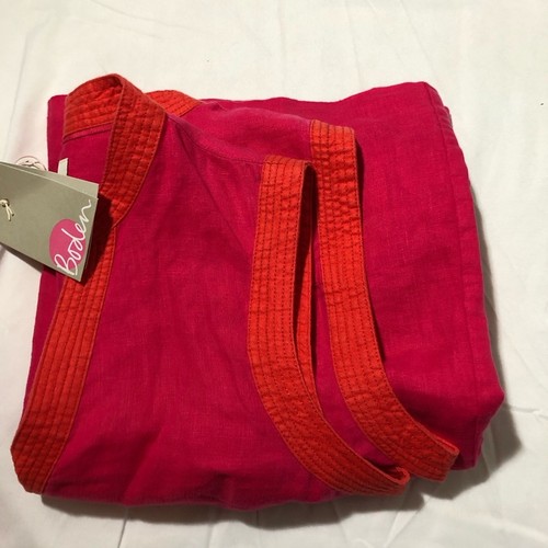 Boden abito donna 6 tasche rosa caldo arancione bordo lino senza maniche scollo a V NUOVO - Foto 10 di 10