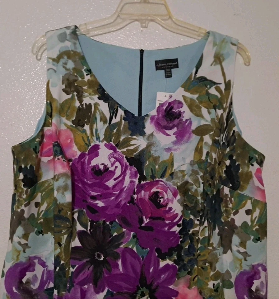 Vestido Vaina Connected Apparel Para Mujer Talla 20W Púrpura Floral Sin Mangas Cremallera Nuevo con Etiquetas Foto 4 de 4