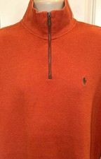 Polo Ralph Lauren Men  s Orange 1/4 Zip Up Casual Pullover Sweater Size L