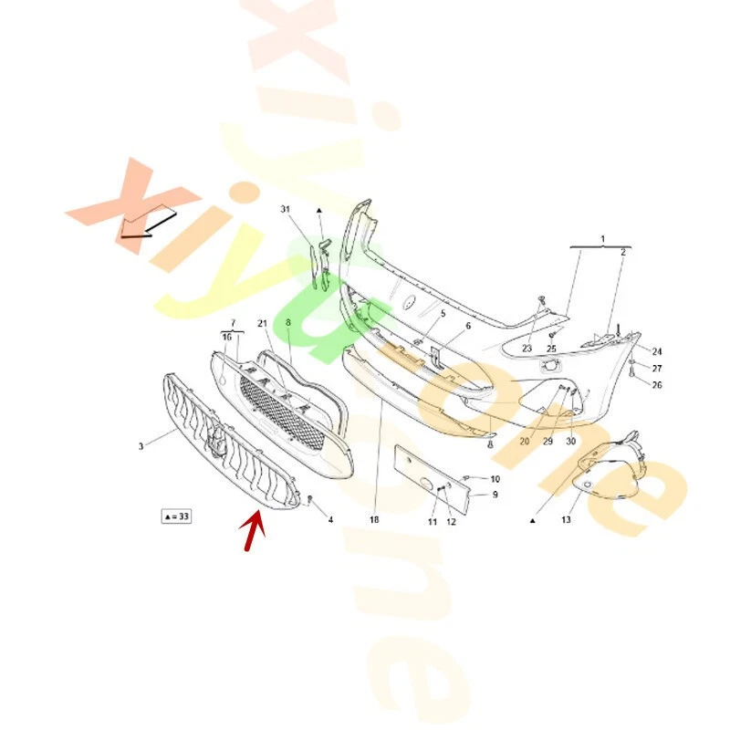 ABS Chrome+Black Front Bumper grill grille For 2018-2022 Maserati GranTurismo - Image 3 of 4