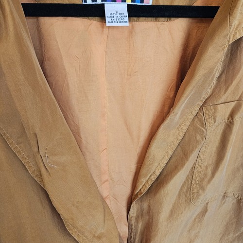 Vintage Forenza 90s Silk Blazer Women’s L Golden Long Line Jacket Old Money - Picture 4 of 11