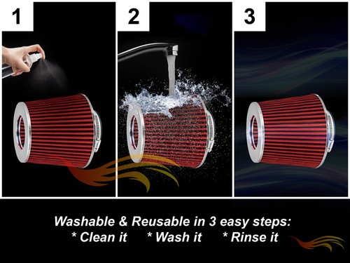 2.5 Inches 63 mm Cold Air Intake Cone Replacement Filter 2.5" RED Chevy - Bild 5 von 8