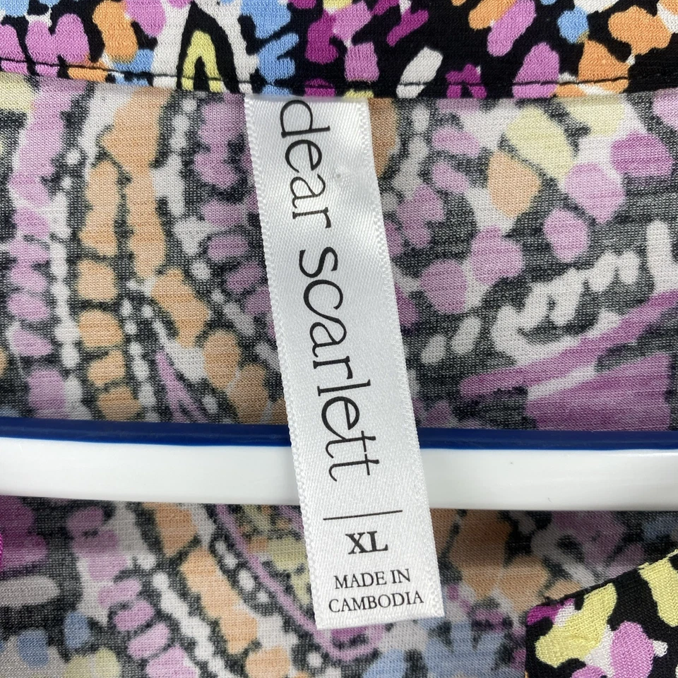 Top túnica Dear Scarlett XL multicolor cachemira manga 3/4 cuello en V elástico elegante Foto 2 de 4