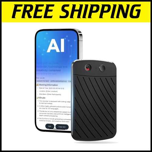 AI Voice Recorder with 64GB Memory, Transcription & Translation - 112 Languages - Picture 1 of 10