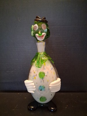 Vintage Murano Style Art Glass Clown , Blown Glass, Decanter. Beautiful 