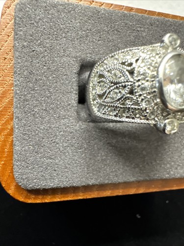 STERLING SILVER 925 CZ DOME RING IN ANTIQUE STYLE SETTING SIZE 8 - Picture 3 of 12