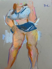 French Modern Figure Woman Boudoir Pastel Painting 9x12 Original Signed 2025