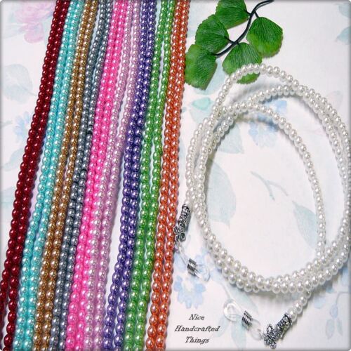 Reading eye glasses, sun glasses, spectacle beaded holder lanyard - Pearls - Picture 2 of 6