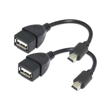 2 X Mini USB Male to USB 2.0 Female Host OTG Adapter Cable