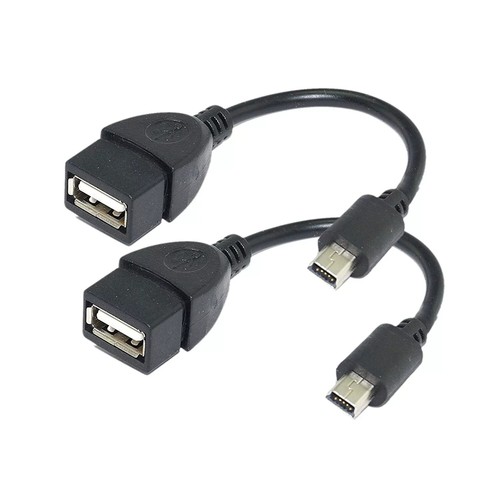 2 X Mini USB Male to USB 2.0 Female Host OTG Adapter Cable - Picture 1 of 3