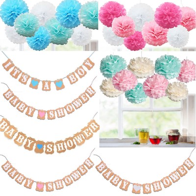 It/'s A Boy Blue Heart Baby Shower Bunting Party Banner Garland Photo Props