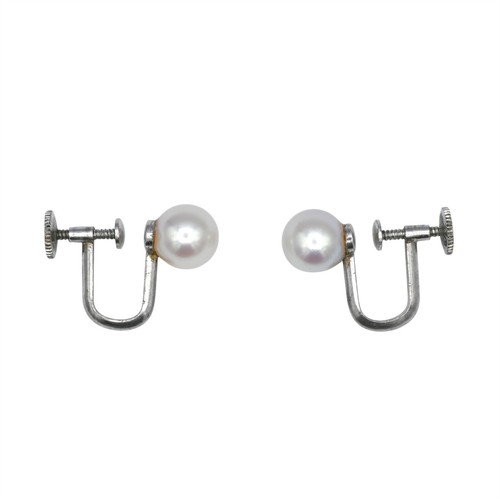 JUEGO DE PENDIENTES COLLAR PERLAS GRADUADAS MIKIMOTO VINTAGE PLATA ESTERLINA FIRMADO - Imagen 9 de 10
