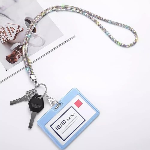 SAVORI Cordino Chiave per Donna, Cordino Strass Bling Porta Carte d'identità Collo Carino - Foto 5 di 5