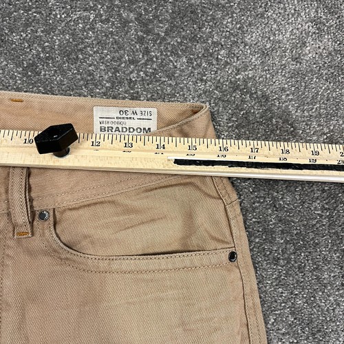 Diesel Mens Jeans Slim Straight Rigid Worker Beige Brown Braddom W30 L32 - Picture 3 of 13