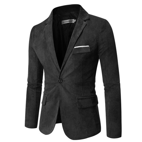 Traje-chaqueta informal de pana para hombre de colección blazer de un botón abrigo solapa ropa exterior - Imagen 13 de 36