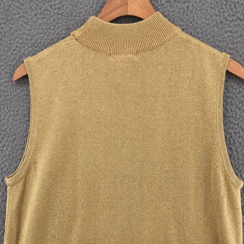 Christopher & Banks Sweater Womens Medium Gold Shimmer Sleeveless Mock Neck Knit - Picture 4 of 9