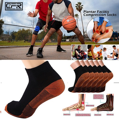 Men&Women Copper Compression Socks Arch Ankle Support Plantar Fasciitis Protect - Picture 8 of 15