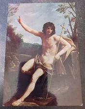 vtg postcard Guido Reni St John the Baptist preaching art unposted