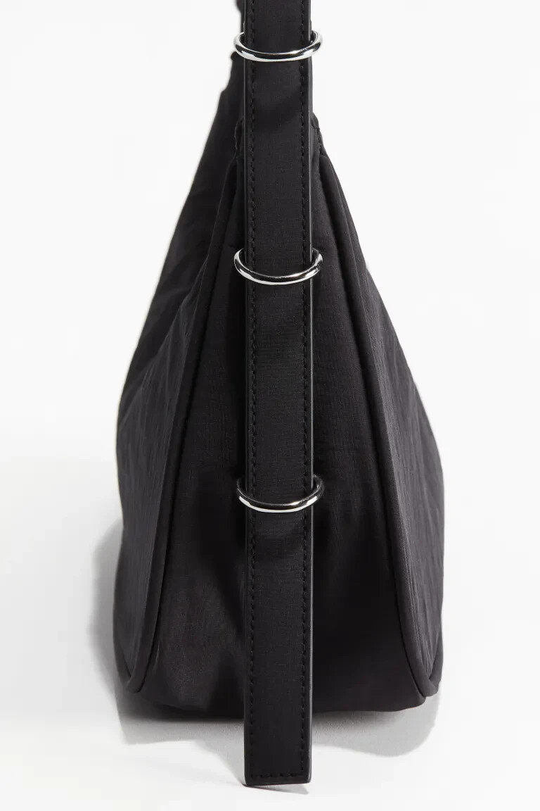 H&M Nylon Shoulder Bag Black / Dark Brown Adjustable Single