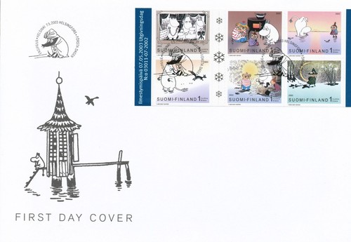 Finland 2003 FDC Sheet - Moomin Troll - Little My - Snufkin - Tove Jansson