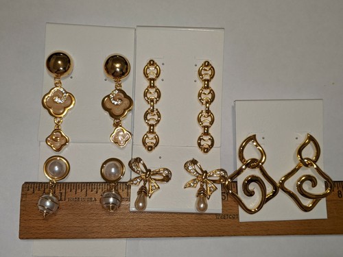 5 KOSTÜM OHRRINGE PAAR KONVOLUT GOLDFARBEN 240 $ ETIKETT - Bild 2 von 12