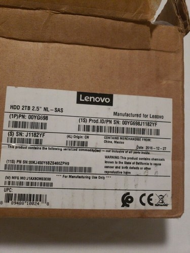 New Lenovo 00YG698 00YG700 00YG701 2TB 7.2K 2.5" SAS 12G HDD Hard Drive - Picture 3 of 3
